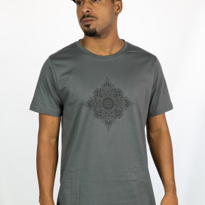 T-Shirt Mandala Geometric Flow Σκούρο Γκρι
