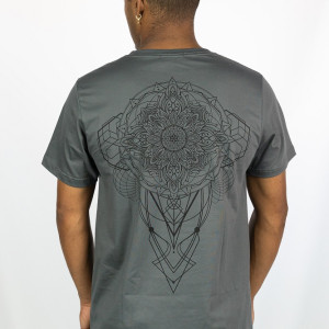 T-Shirt Mandala Geometric Flow Σκούρο Γκρι