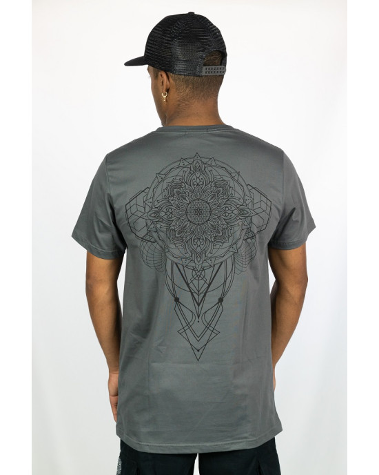 T-Shirt Mandala Geometric Flow Σκούρο Γκρι