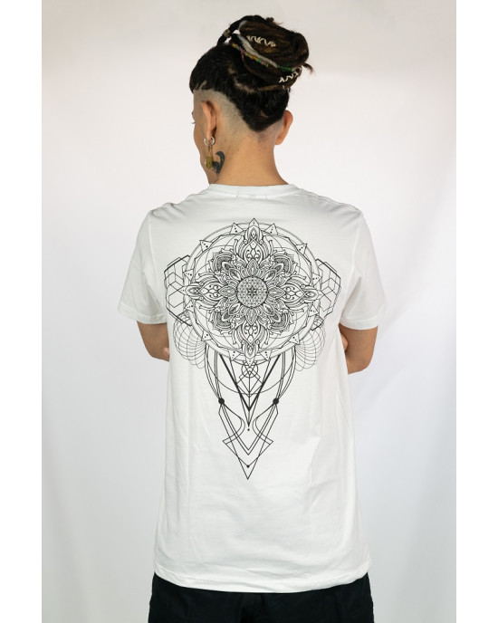 T-shirt Mandala Geometric Flow Λευκό