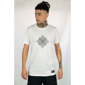 T-shirt Mandala Geometric Flow Λευκό
