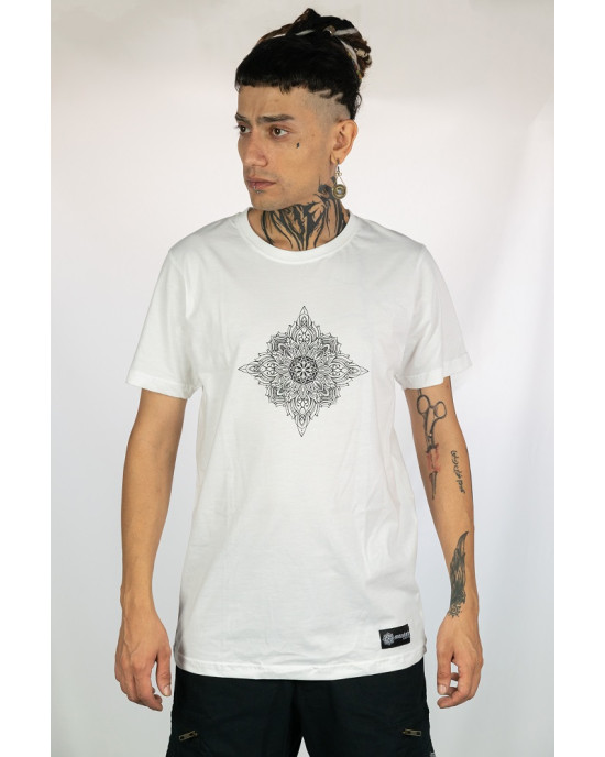 T-shirt Mandala Geometric Flow Λευκό