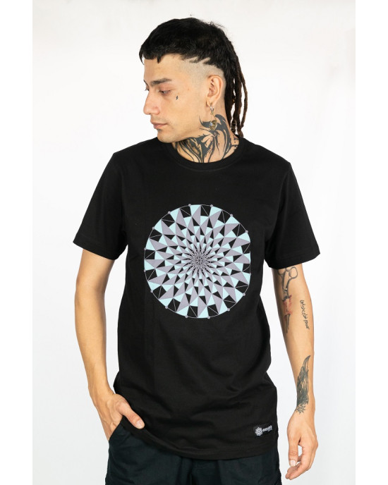 T-Shirt Mandala Hypnotic Aqua Μαύρο