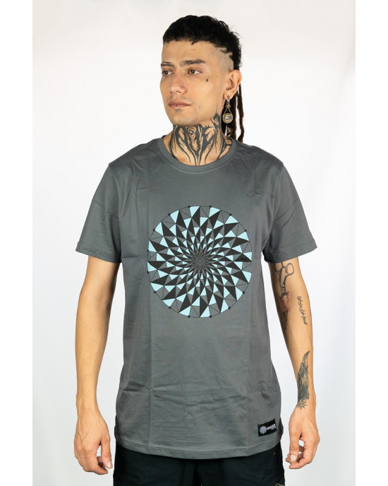 T-Shirt Mandala Hypnotic Aqua Γκρι