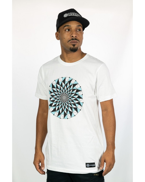 T-Shirt Mandala Hypnotic Aqua Λευκό