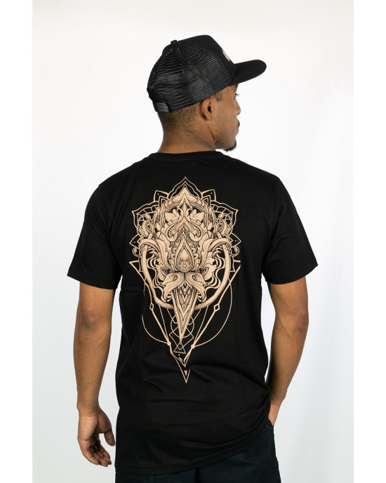 T-shirt Mandala Lotus Vision Μαύρο