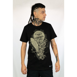 T-shirt Mandala Psybug Shroom Fusion Μαύρο