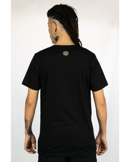 T-shirt Mandala Psybug Shroom Fusion Μαύρο