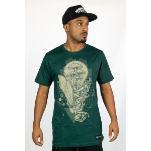 T-shirt Mandala Psybug Shroom Fusion Σκούρο Πράσινο