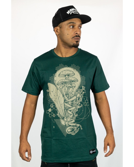 T-shirt Mandala Psybug Shroom Fusion Σκούρο Πράσινο