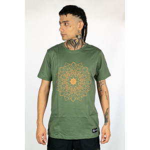T-Shirt Mandala Solar Bloom Χακί