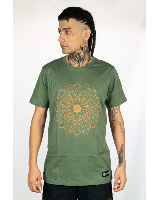 T-Shirt Mandala Solar Bloom Χακί