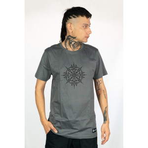 T-shirt Mandala Solar Sigil Γκρι Σκούρο