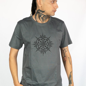 T-shirt Mandala Solar Sigil Γκρι Σκούρο