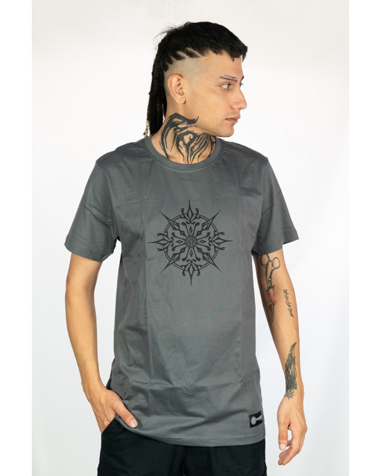 T-shirt Mandala Solar Sigil Γκρι Σκούρο