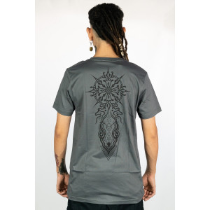 T-shirt Mandala Solar Sigil Γκρι Σκούρο
