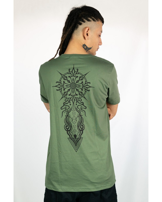 T-shirt Mandala Solar Sigil Χακί