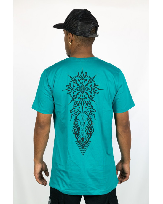 T-shirt Mandala Solar Sigil Τιρκουάζ