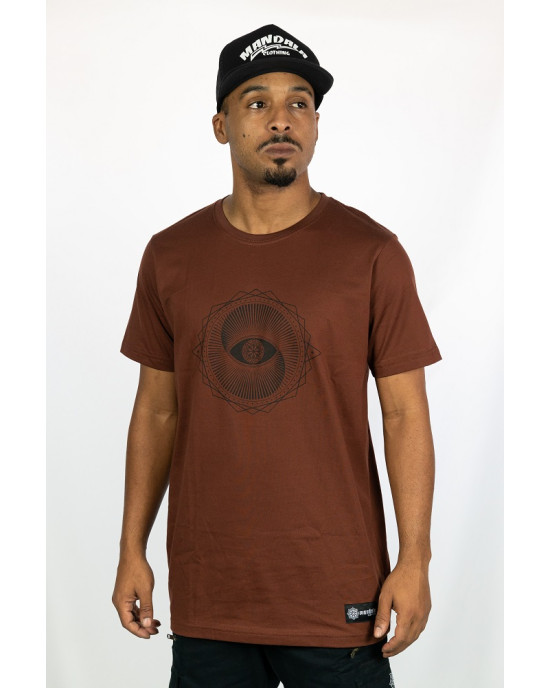 T-Shirt Mandala Vortex Eye Καφέ