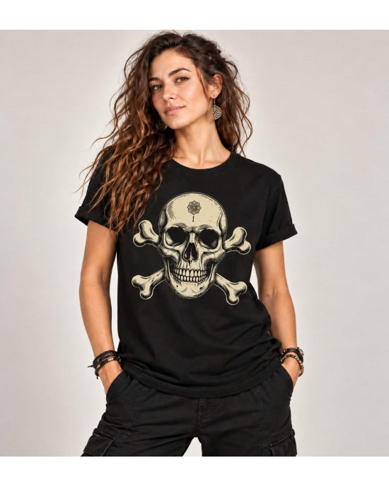 T-Shirt Mandala Skull – Μαύρο