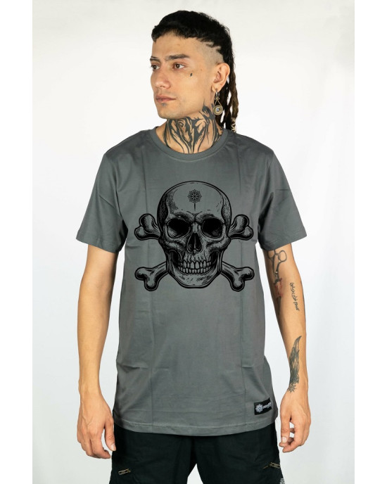 T-Shirt Mandala Skull – Γκρι
