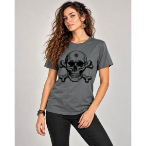 T-Shirt Mandala Skull – Γκρι
