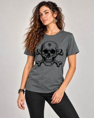 T-Shirt Mandala Skull – Γκρι
