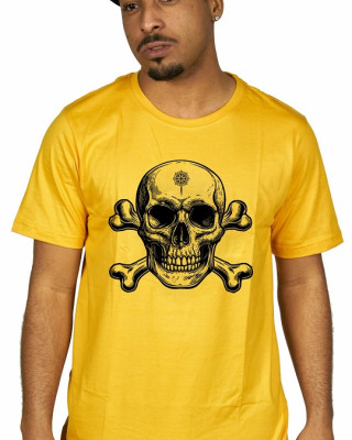 T-Shirt Mandala Skull – Κίτρινο