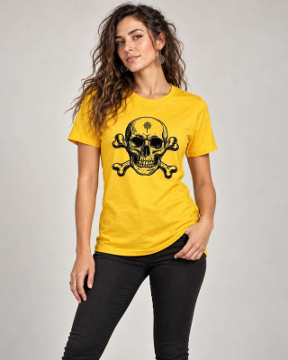 T-Shirt Mandala Skull – Κίτρινο