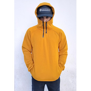 Half Zip Φούτερ Hoodie 2zip Μουσταρδί