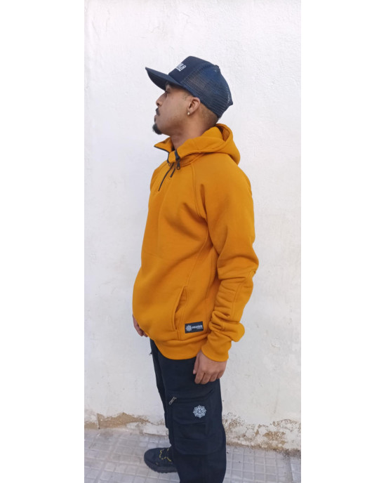 Half Zip Φούτερ Hoodie 2zip Μουσταρδί