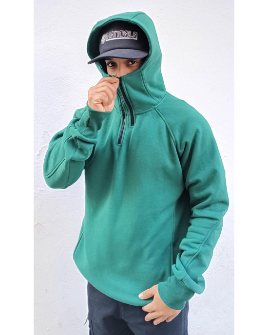 Half Zip Φούτερ Hoodie 2zip Πράσινο