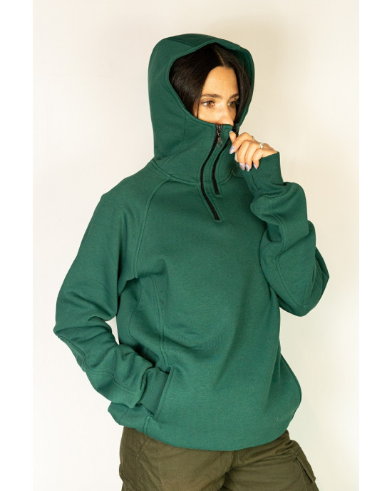 Half Zip Φούτερ Hoodie 2zip Πράσινο