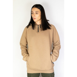 Mandala Half Zip Hoodie - Ανοιχτό Καφέ