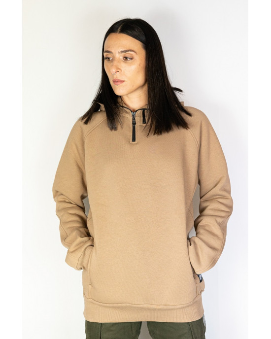 Mandala Half Zip Hoodie - Ανοιχτό Καφέ