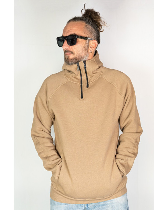 Mandala Half Zip Hoodie - Ανοιχτό Καφέ