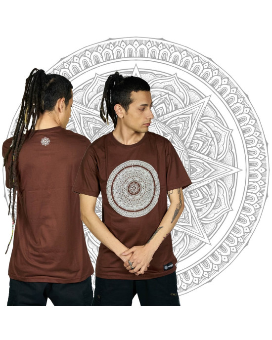 Mandala Circle Tshirt Καφέ