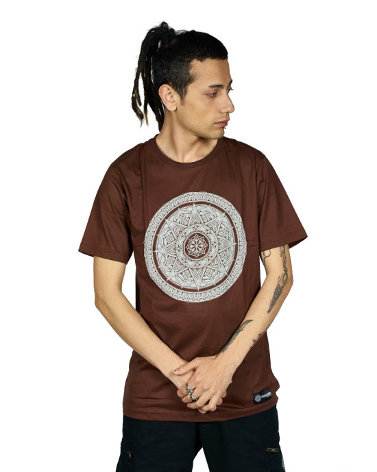 Mandala Circle Tshirt Καφέ