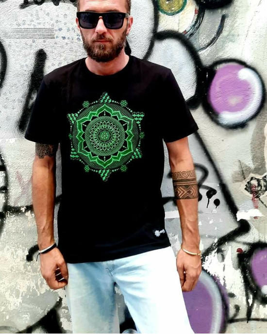 T-Shirt Mandala Geometry Black G