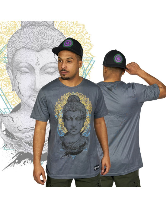 T-Shirt Mandala Buddha Γκρι