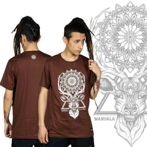 T-Shirt Mandala Deer Καφέ