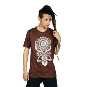 T-Shirt Mandala Deer Καφέ