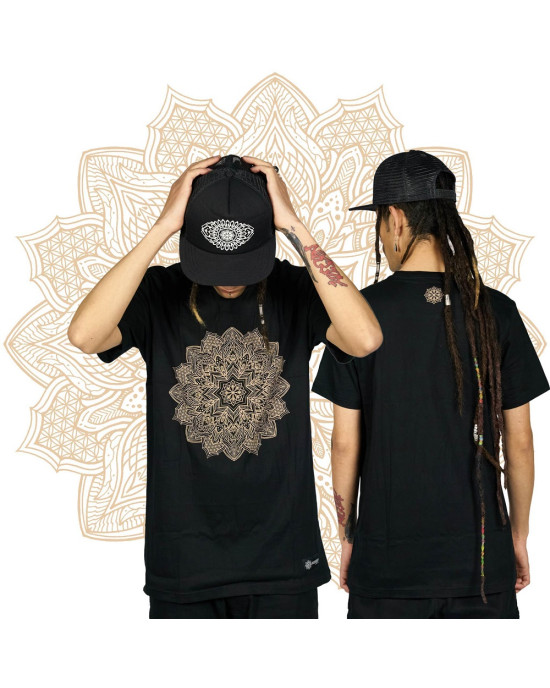 T-Shirt Mandala Flower of Life Μαύρο
