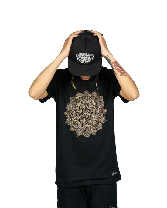 T-Shirt Mandala Flower of Life Μαύρο