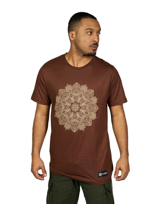 T-Shirt Mandala Flower of Life Καφέ