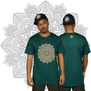 T-Shirt Mandala Flower of Life Σκούρο Πράσινο