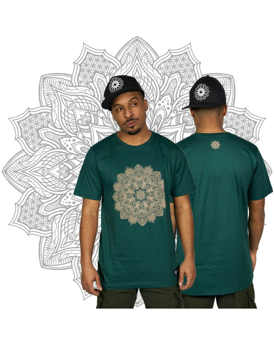 T-Shirt Mandala Flower of Life Σκούρο Πράσινο