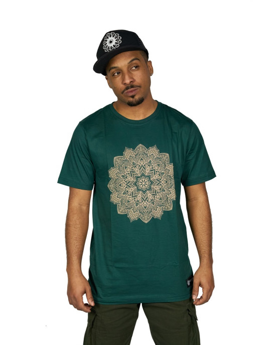 T-Shirt Mandala Flower of Life Σκούρο Πράσινο