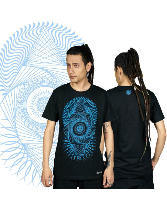 T-Shirt Mandala Fractal Μαύρο