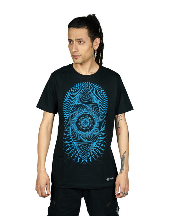T-Shirt Mandala Fractal Μαύρο